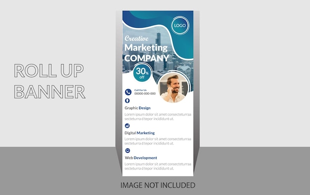 Un banner enrollable para agencia de negocios creativos con un diseño sorprendente.