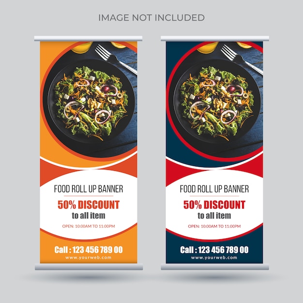 Banner enrollable de comida para restaurante