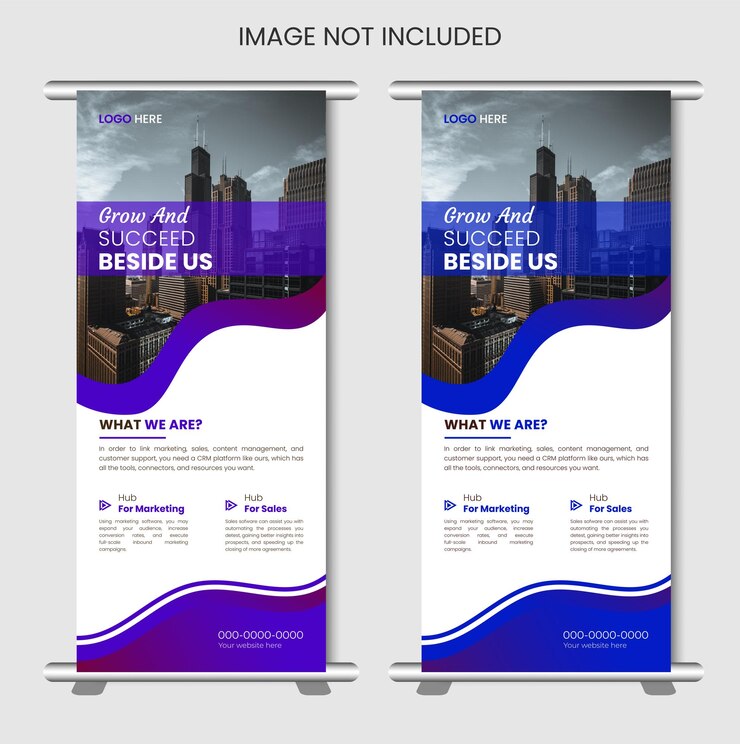 Banner enrollable degradado de dos colores vectoriales