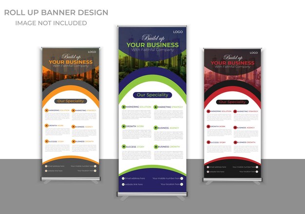 banner enrollable de negocio moderno vectorial con formas curvas y diseño creativo organizado
