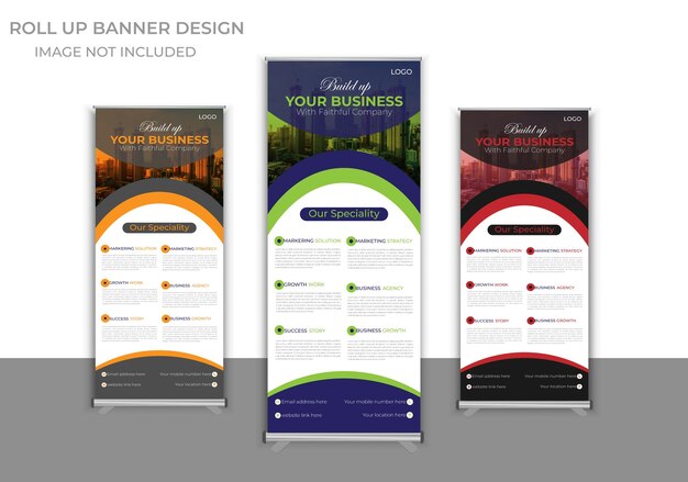 Vector banner enrollable de negocio moderno vectorial con formas curvas y diseño creativo organizado