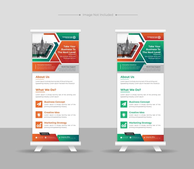 Banner enrollable de negocios corporativos o plantilla de banner standee