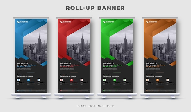 Banner enrollable de negocios corporativos para soporte de exhibición de marketing
