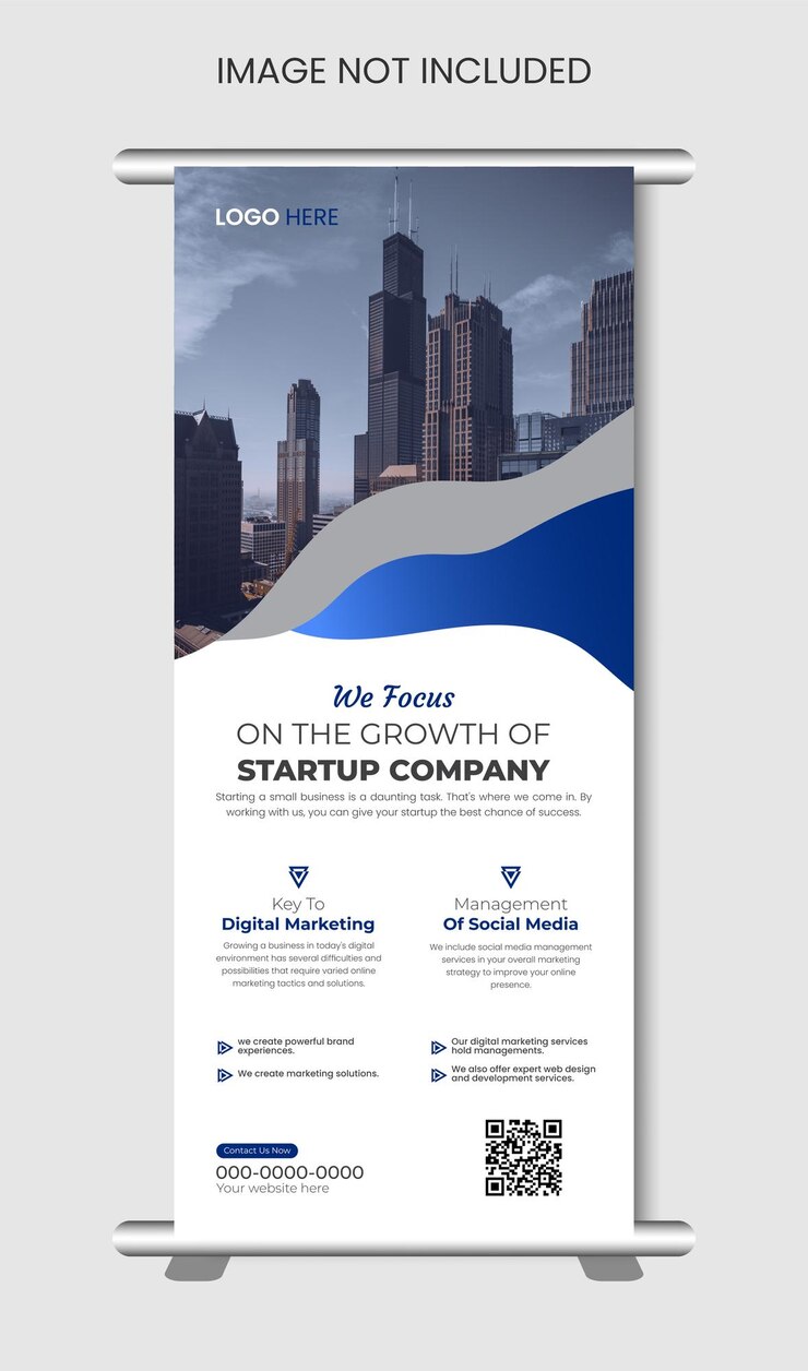 Banner enrollable de negocios vectoriales