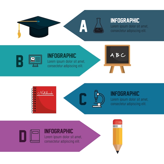 banner de escuela de educación de infografía aislado