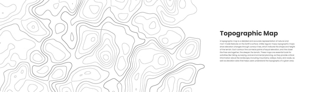 Banner con espacio de copia y contorno diseño de mapa topográfico Mapa topográfico y geográfico cuadrícula abstracta telón de fondo Estroto editable Gráficos lineales Relieve topográfico Fondo vectorial blanco sutil