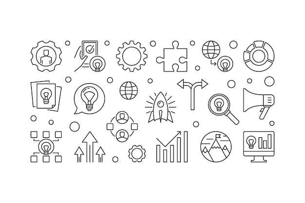 Banner de esquema de incubadora de negocios Ilustración de inicio de vector