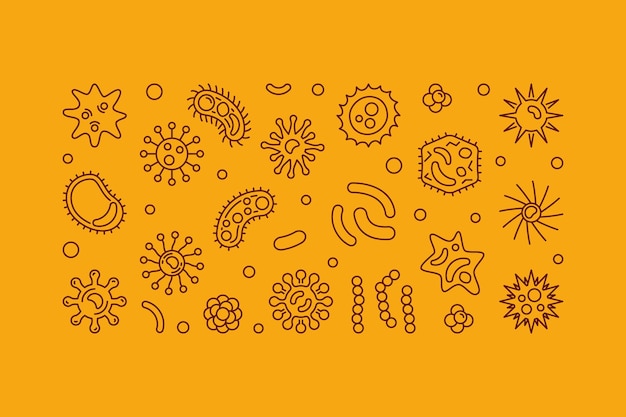 Banner de esquema de microbiota humana - ilustración vectorial