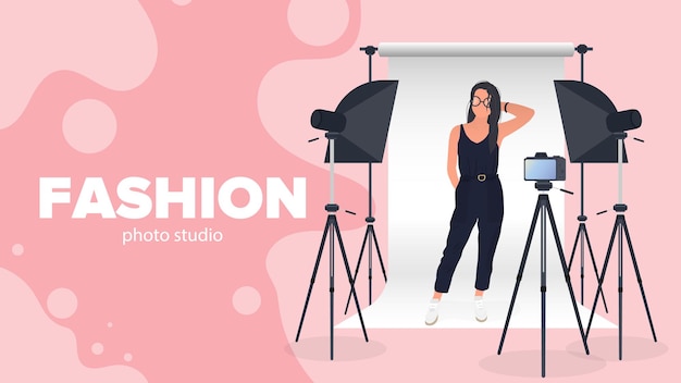 Banner de estudio fotográfico de moda