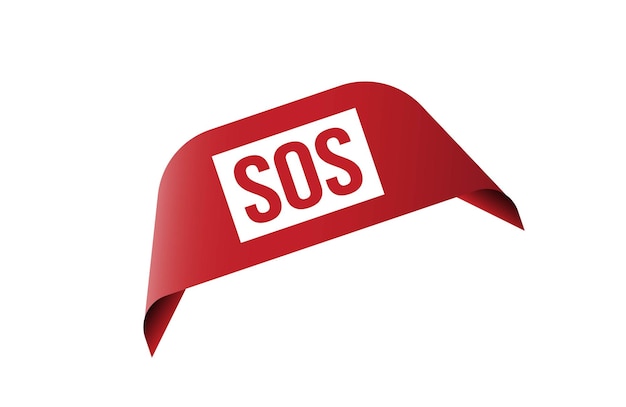 Banner de etiqueta de cinta roja de Sos Abre disponible ahora signo o etiqueta de Sos