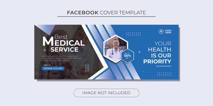 Banner de facebook de salud de diseño plano