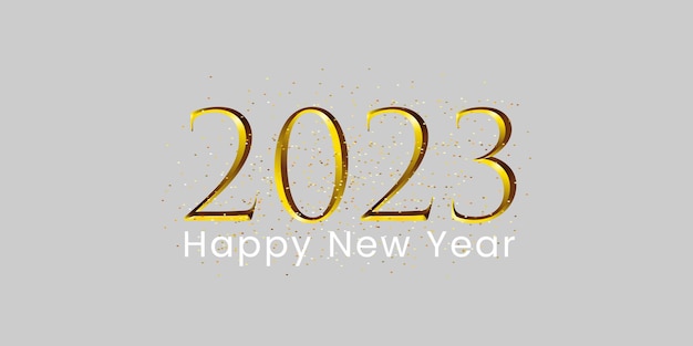 Banner de feliz año nuevo 2023 con diseño dorado