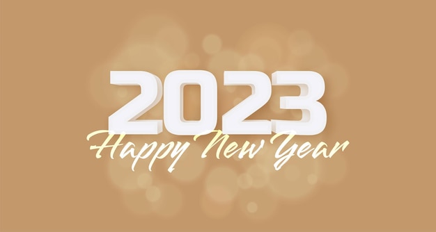 Banner de feliz año nuevo con número 3d de estilo crema de lujo