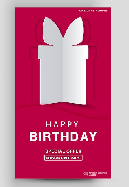 Banner de feliz cumpleaños Conjunto de plantillas de publicación editables para transmisión de historias de invitación de presentación de venta de banner