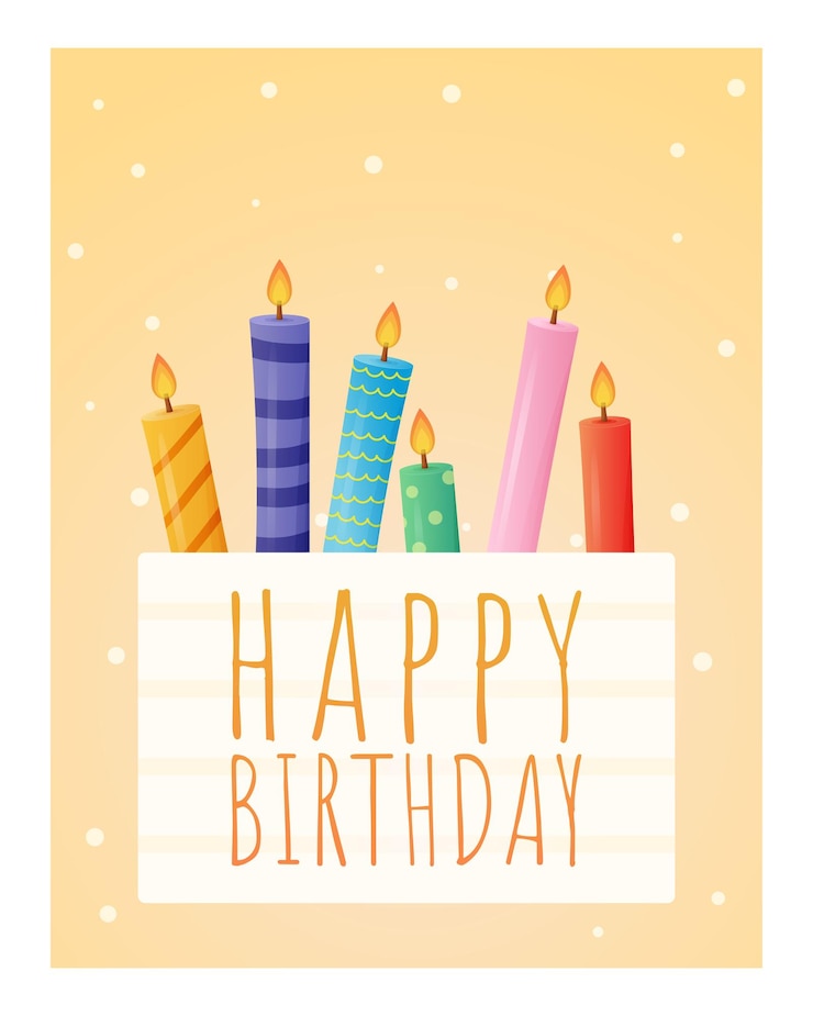 Vector banner de feliz cumpleaños vector festivo o tarjeta de regalo con velas de dibujos animados
