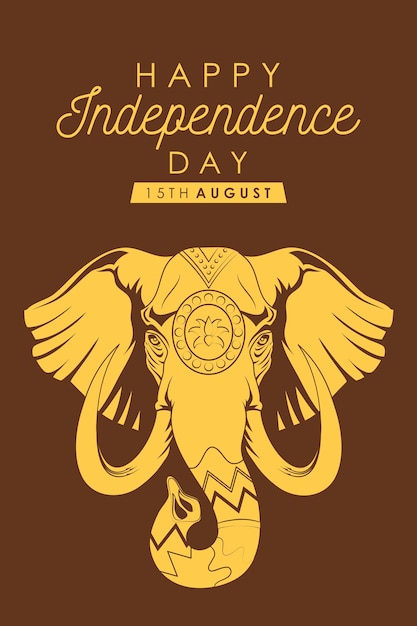 Banner de feliz día de la independencia de india con elefante