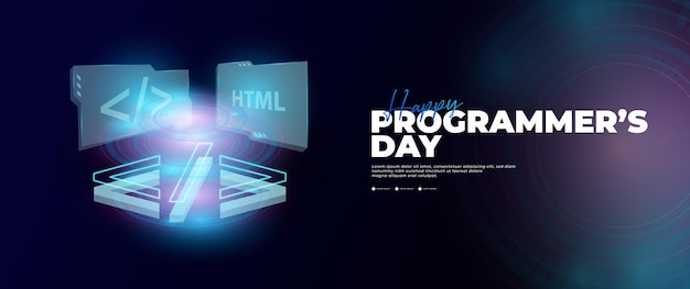 Vector banner del feliz día del programador en estilo moderno