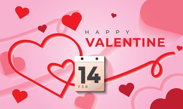 Banner feliz día de san valentín color rosa