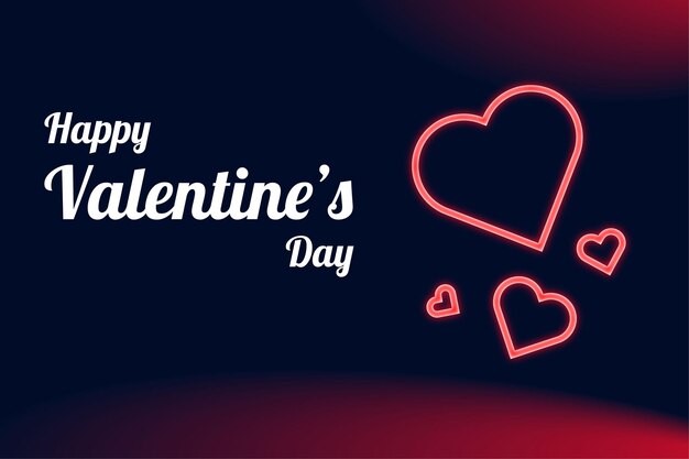 banner de feliz día de san valentín con efecto de corazón de neón