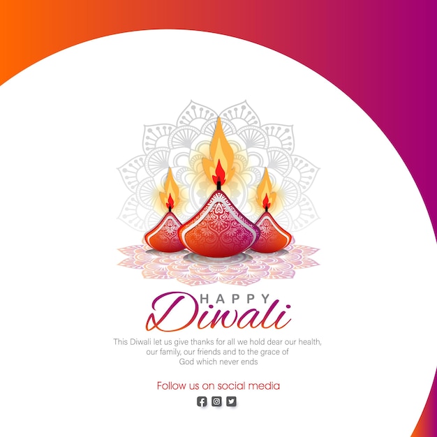 Banner feliz diwali con diya