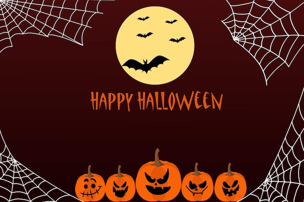 Banner con feliz halloween calabazas ilustración vectorial