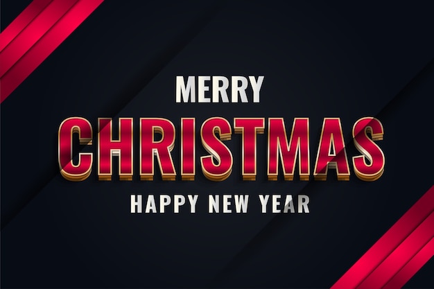 Banner de feliz navidad y año nuevo con texto elegante sobre fondo negro y rojo