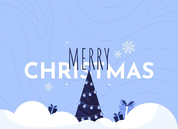 Banner de feliz navidad con arbol de navidad