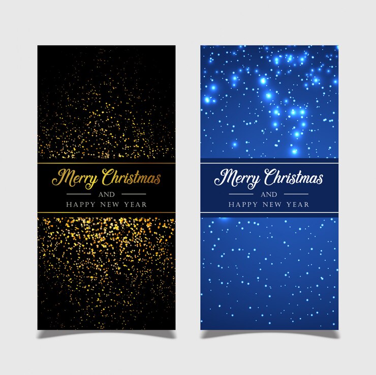 Banner feliz navidad con fondo dorado y negro