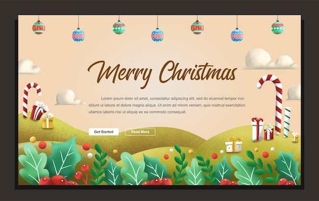 Banner de Feliz Navidad y fondo de página de aterrizaje Ilustración vectorial