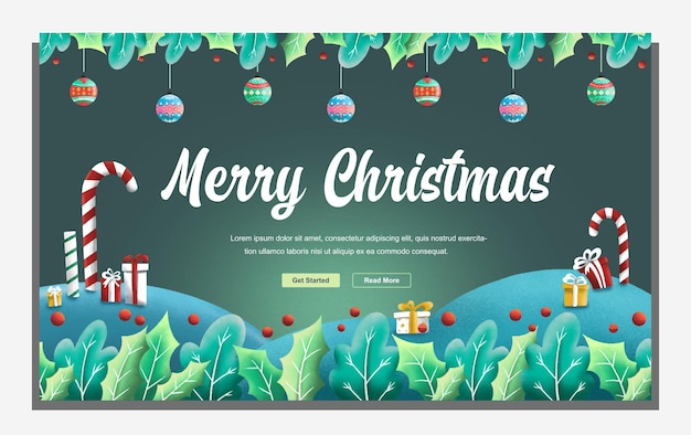 Banner de Feliz Navidad y fondo de página de aterrizaje Ilustración vectorial