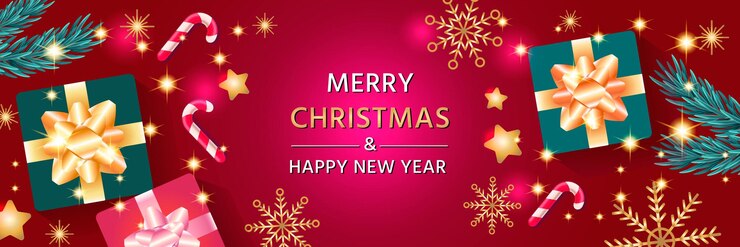 Banner de feliz navidad y próspero año nuevo