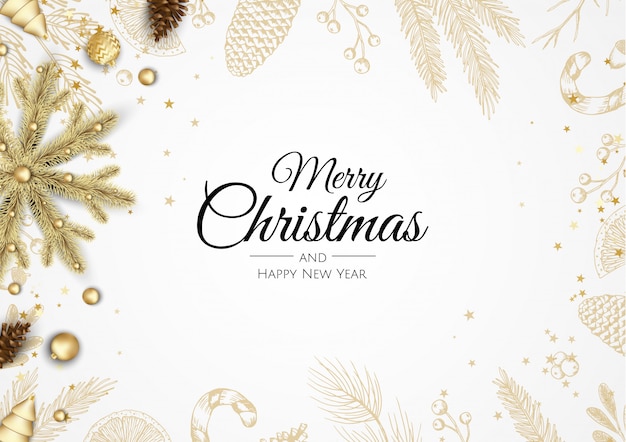 Banner de feliz navidad y próspero año nuevo