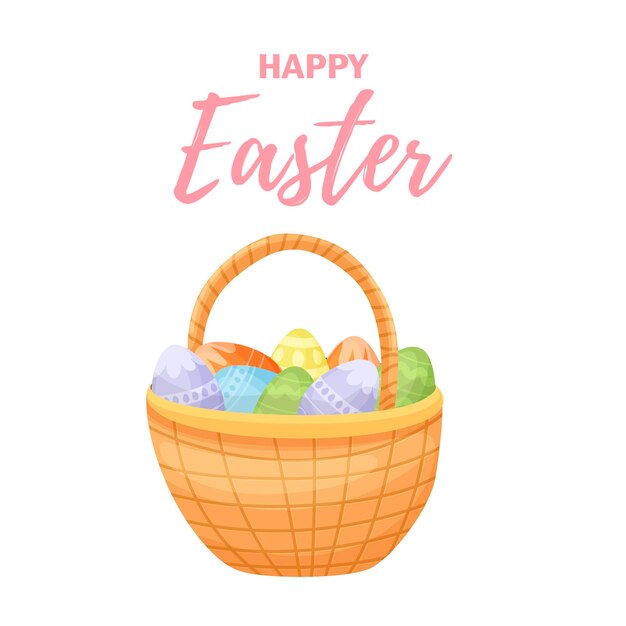 Banner Feliz Pascua Diseño de vacaciones de vector moderno con tipografía Conejo de Pascua Huevos pintados Estilo minimalista moderno