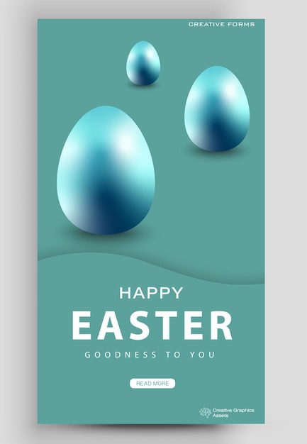 Banner de feliz Pascua Huevos de Pascua Plantilla de publicación editable para transmisión de historias de invitación de presentación de venta de banner
