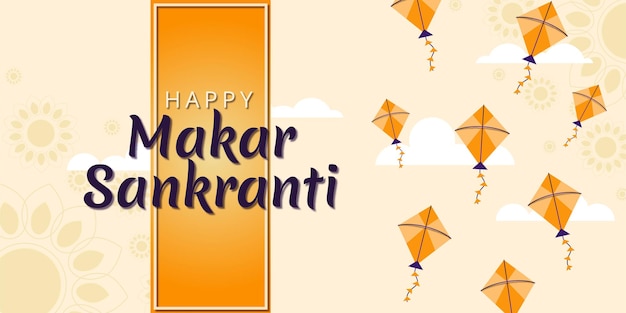 Banner festival hindú makar sankranti con cometa