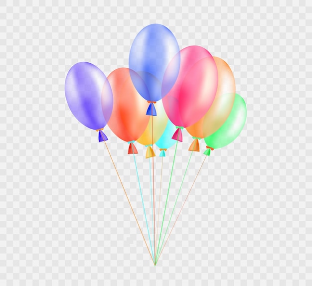 Banner festivo con globos sobre fondo transparente