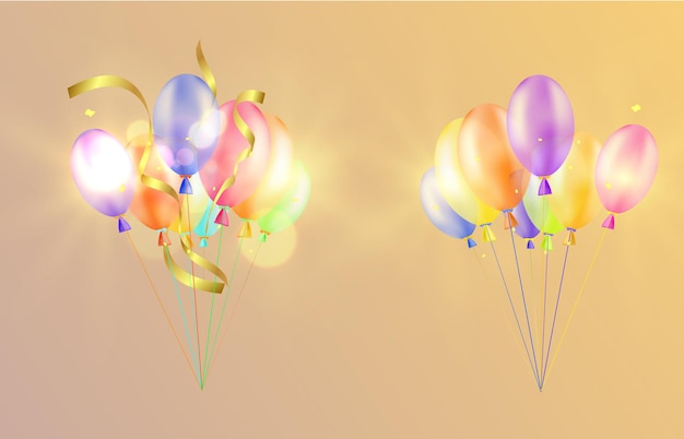 Vector banner festivo con globos sobre fondo transparente