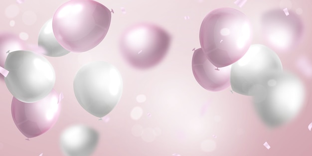 Banner de fiesta de celebración con globos de color rosa