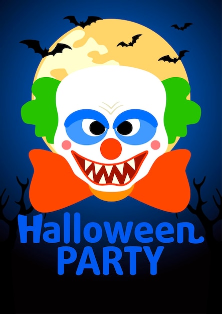 Banner de fiesta de halloween con payaso