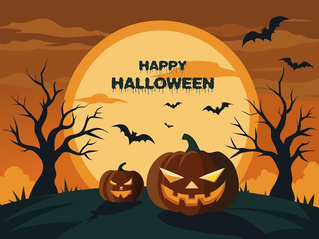 Banner de fiesta de Halloween plano dibujado a mano o carteles para publicación en redes sociales