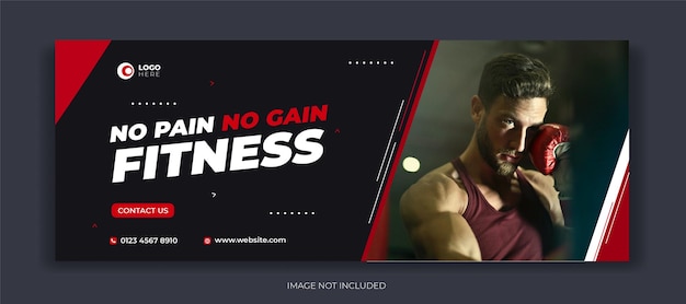 Banner de fitness simple con fondo negro