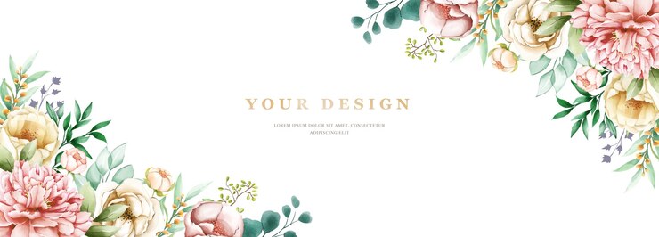 Vector banner floral dibujado a mano acuarela