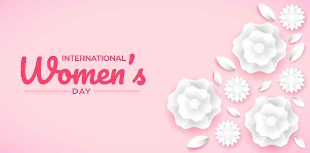 Vector banner floral estilo papel del día internacional de la mujer