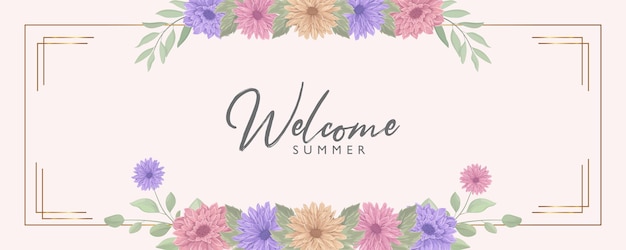 Vector banner floral minimalista con tema de verano.