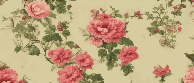 Banner floral vectorial con hojas y flores, rosas o peonías, elementos para tus composiciones