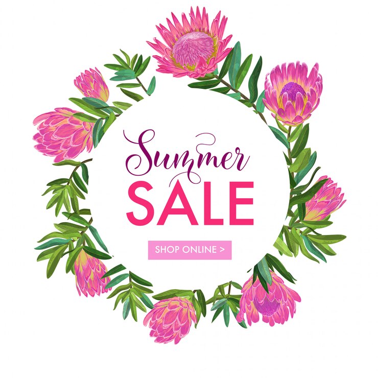Vector banner floral de venta de verano