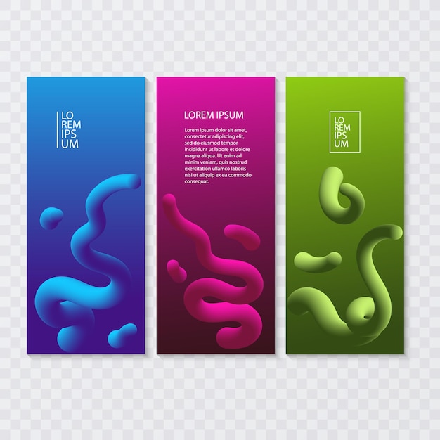 Banner fluido abstracto gradiente de salpicaduras de color de flujo de forma suavemente líquida y coloridos carteles verticales