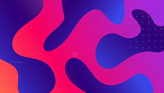 Banner fluido. Marco empresarial. Papel Pintado Neón Multicolor. Forma moderna de tecnología. Pantalla Hipster. Página de destino en color. Diseño dinámico. Cubierta azul brillante. Banner fluido magenta