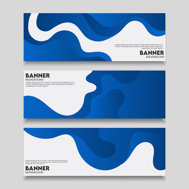 Banner de fondo abstracto azul líquido y diseño de póster estilo degradado moderno