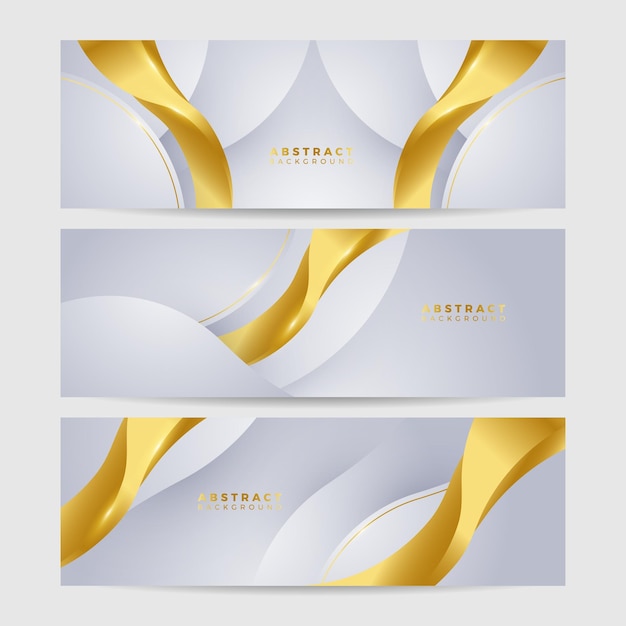 Banner de fondo abstracto blanco y dorado moderno Fondo de oro blanco de forma geométrica abstracta con capas 3D de luz y sombra para diseño de presentación